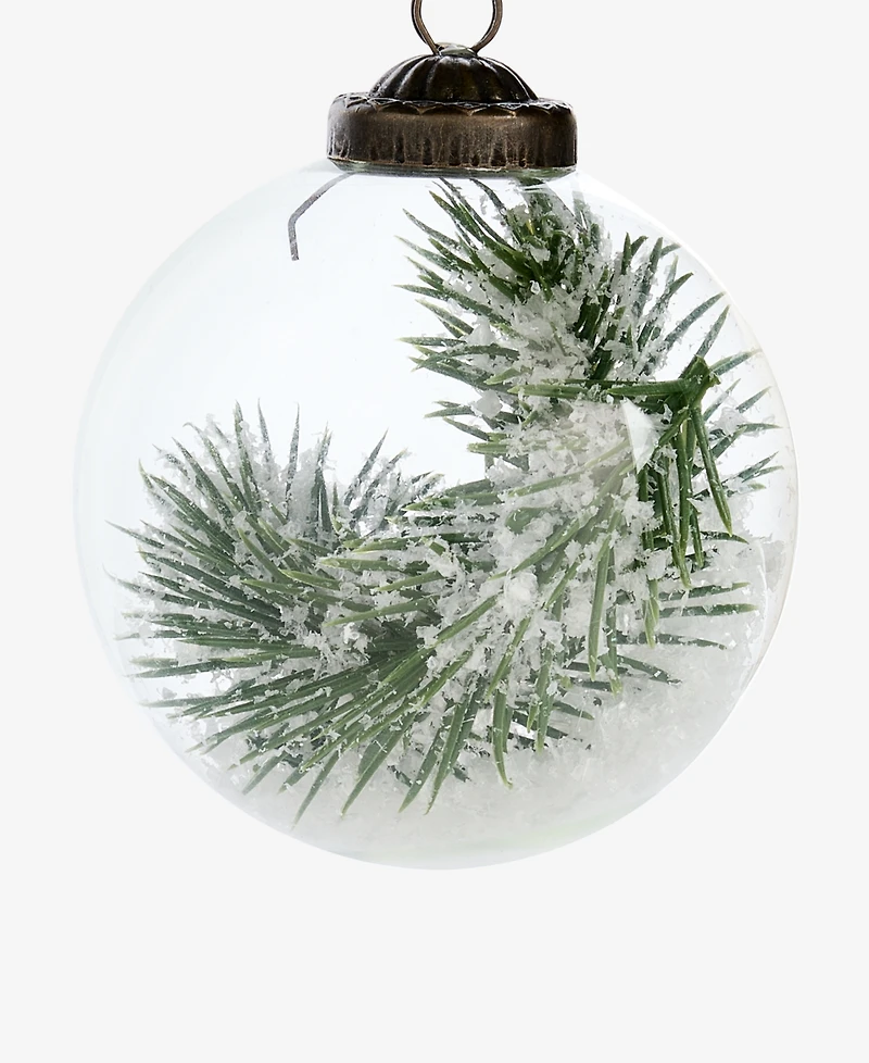 Holiday Lane Nordic Wonderland Glass Ball with Pine Ornament, Macy's Exclusive