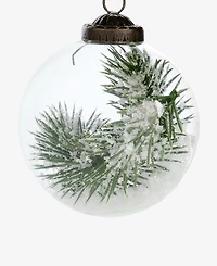 Holiday Lane Nordic Wonderland Glass Ball with Pine Ornament, Macy's Exclusive