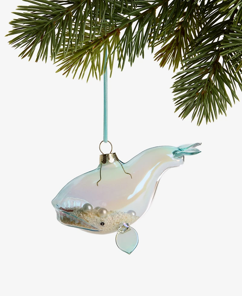 Holiday Lane Seaside Glass Whale Ornament, Macy's Exclusive