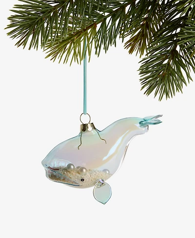 Holiday Lane Seaside Glass Whale Ornament, Macy's Exclusive