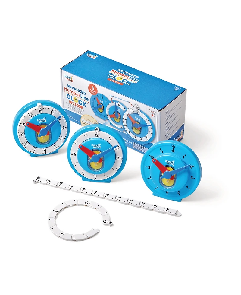 Hand2Mind NumberLine Clock Deluxe, Set of 6