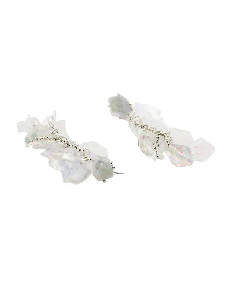 Betsey Johnson Ivory Garden Glam Flower Petal Dangle Earrings