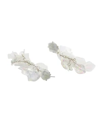 Betsey Johnson Ivory Garden Glam Flower Petal Dangle Earrings