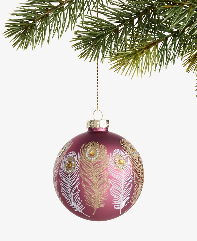 Holiday Lane Berry Tones Peacock Feather Ball Ornament, Macy's Exclusive
