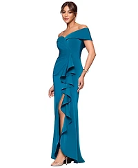 Xscape Women's Faile Satin Off-The-Shoulder Gown