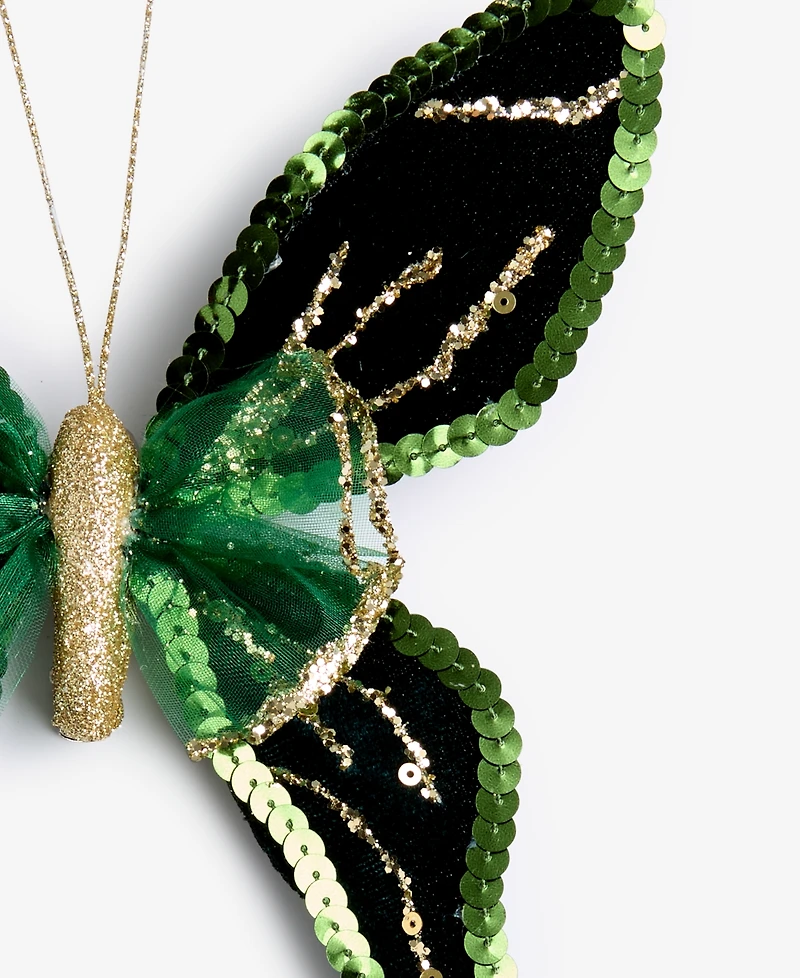 Holiday Lane Enchanted Forest Green Glitter Butterly Ornament, Macy's Exclusive