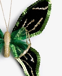 Holiday Lane Enchanted Forest Green Glitter Butterly Ornament, Macy's Exclusive