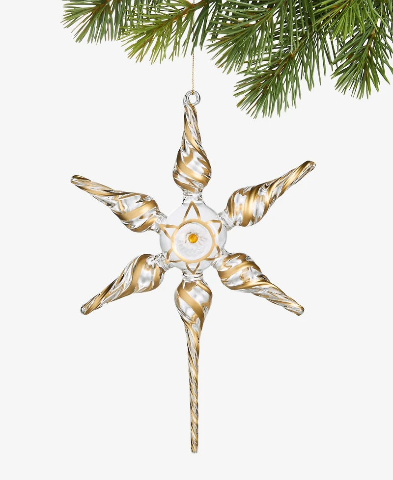 Holiday Lane Blessed Glass Gold-Tone Striped Finial Ornament, Macy's Exclusive