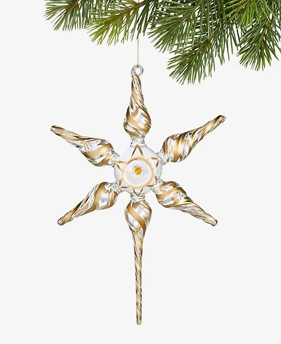 Holiday Lane Blessed Glass Gold-Tone Striped Finial Ornament, Macy's Exclusive