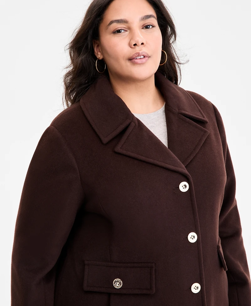 Michael Kors Plus Collared Button-Front Coat, Exclusively at Macy's