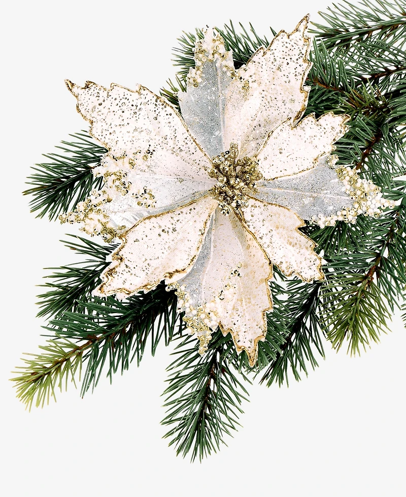 Holiday Lane Gilded Glamour White Poinsettia Clip Ornament, Macy's Exclusive