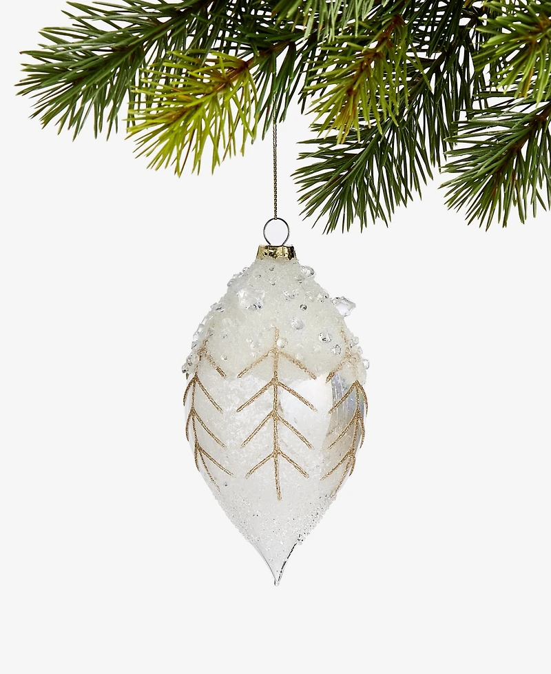 Holiday Lane Iced Delight Glass Frosted Drop Ornament, Macy's Exclusive