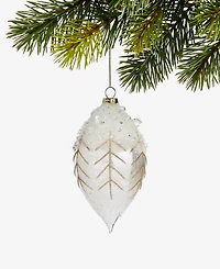 Holiday Lane Iced Delight Glass Frosted Drop Ornament, Macy's Exclusive