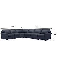 Radley Roll Arm 152" 5-Pc. Leather Wedge Corner L Sectional, Exclusively at Macy's