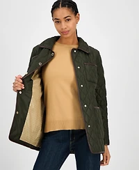 Michael Kors Women's Faux-Leather-Trim Quilted Coat, Exclusively at Macy's