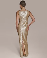 Donna Karan New York Women's Sequin Sleeveless Evening Gown