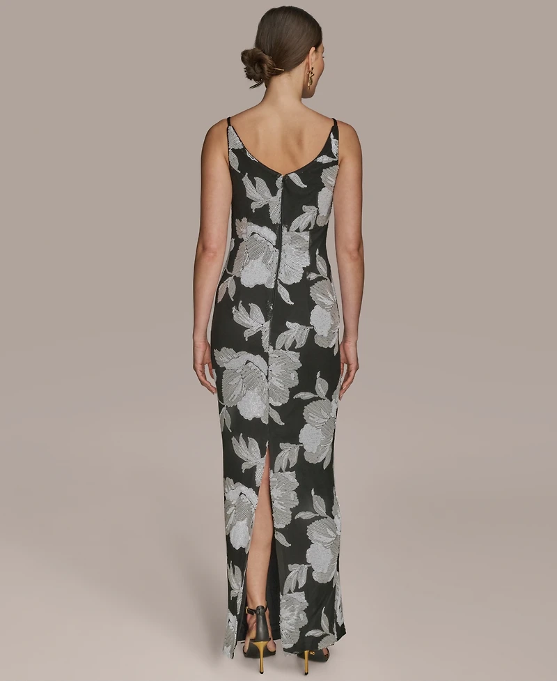 Donna Karan New York Women's Sequined Sleeveless Boatneck Gown