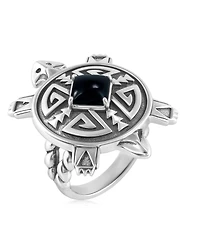 Sterling Silver Black Onyx Fritz Casuse Split Shank Turtle Ring,