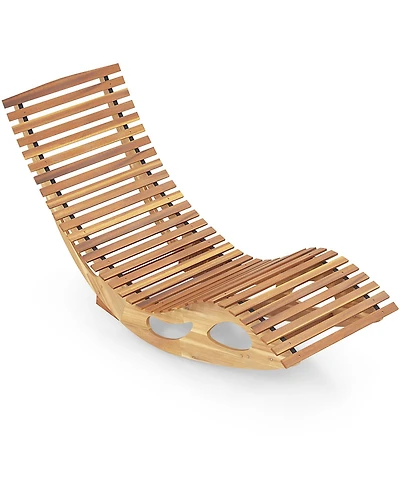 Acacia Wood Patio Rocking Sun Lounger with Ergonomic Curved Seat