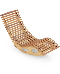 Acacia Wood Patio Rocking Sun Lounger with Ergonomic Curved Seat