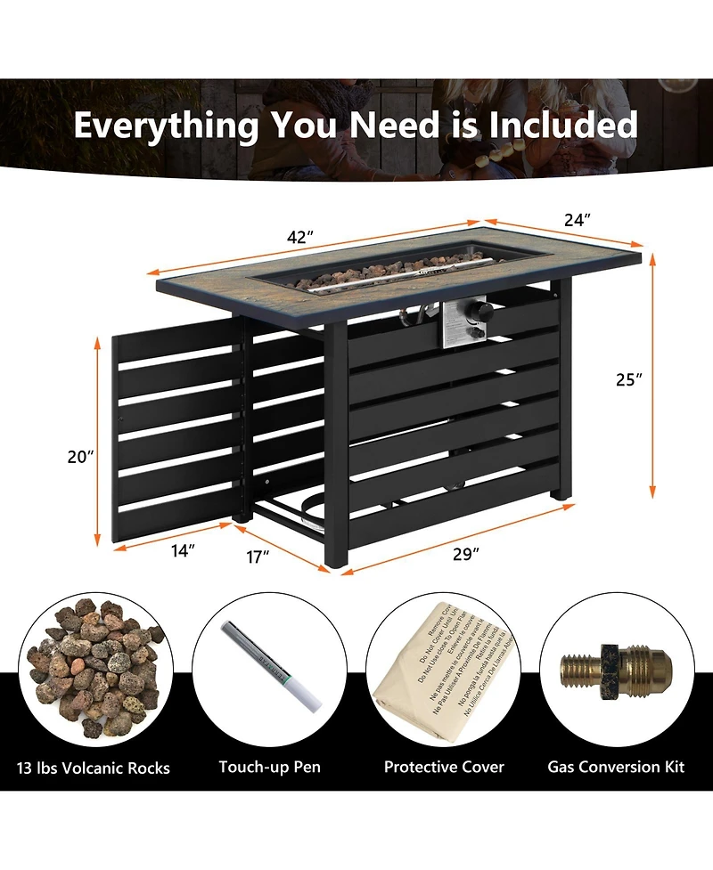 50000 Btu Propane Fire Pit Table with Ore Powder Surface