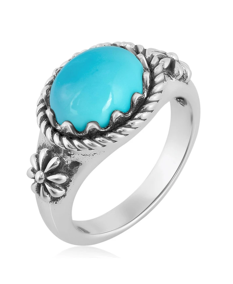 Sterling Silver Sleeping Beauty Turquoise East West Ring
