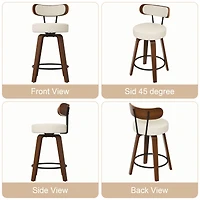 Dyhome 24 inches Bar Stools Set of 3, Modern Counter Height Bar Stools with Wood Back, Boucle Fabric Upholstered Barstools for Home, Cafe
