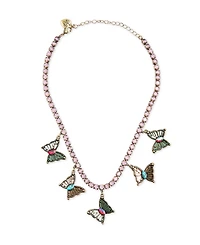 Betsey Johnson Faux Stone Boho Butterfly Bib Tennis Necklace