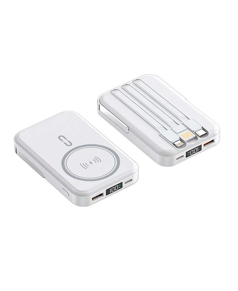10000mAh Magnetic Power Bank w/ Stand- 3 Cables & Wireless Charging