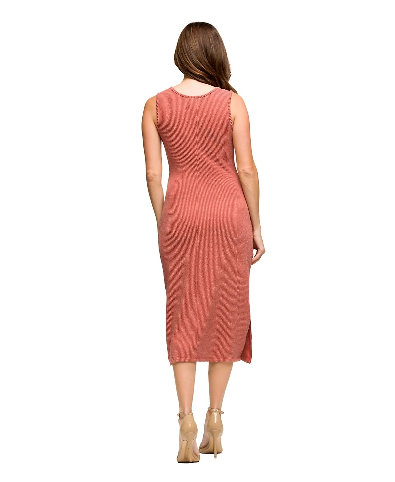 24seven Comfort Apparel Women's Fitted Sleeveless Side Slit Dress