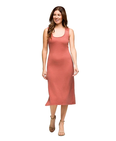 24seven Comfort Apparel Women's Fitted Sleeveless Side Slit Dress