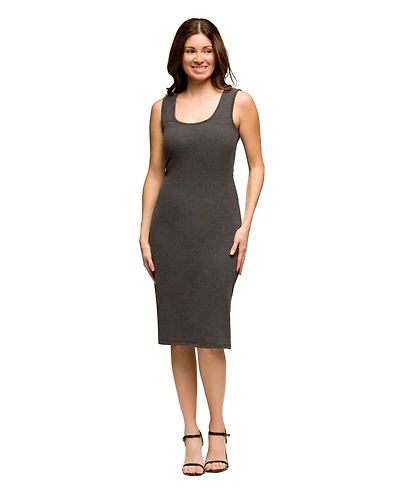 24seven Comfort Apparel Women's Fitted Sleeveless Side Slit Dress