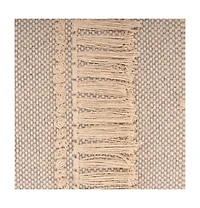 47" Cream And Black Leg Abstract Stripe and Dot Upholstery Bench