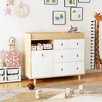 Diaper Table with 4 Drawers, Baby Changing Station with Storage Compartments