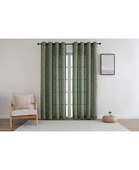 Kate Aurora 1 Piece Vienna Lux Embroidered Linen Blend Semi Sheer Grommet Window Curtain Panel - 84 in. Long