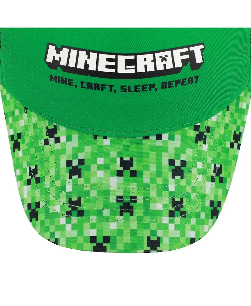 Minecraft Boys Creeper All-Over Print Youth Adjustable Baseball Cap