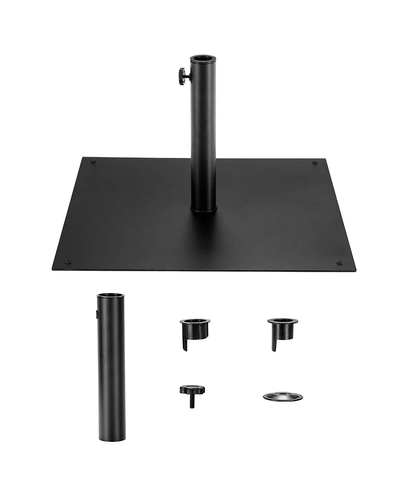 Gymax 9 Ft Patio Table Market Umbrella w/ 18 Solar Led Lights & Heavy-duty Base