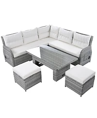 Mondawe Outdoor Furniture Set Patio Rattan with an Adjustable Table