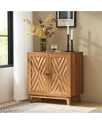 Tobias Midcentury 30"Tall 2 Door Accent Cabinet with Solid Wood Legs