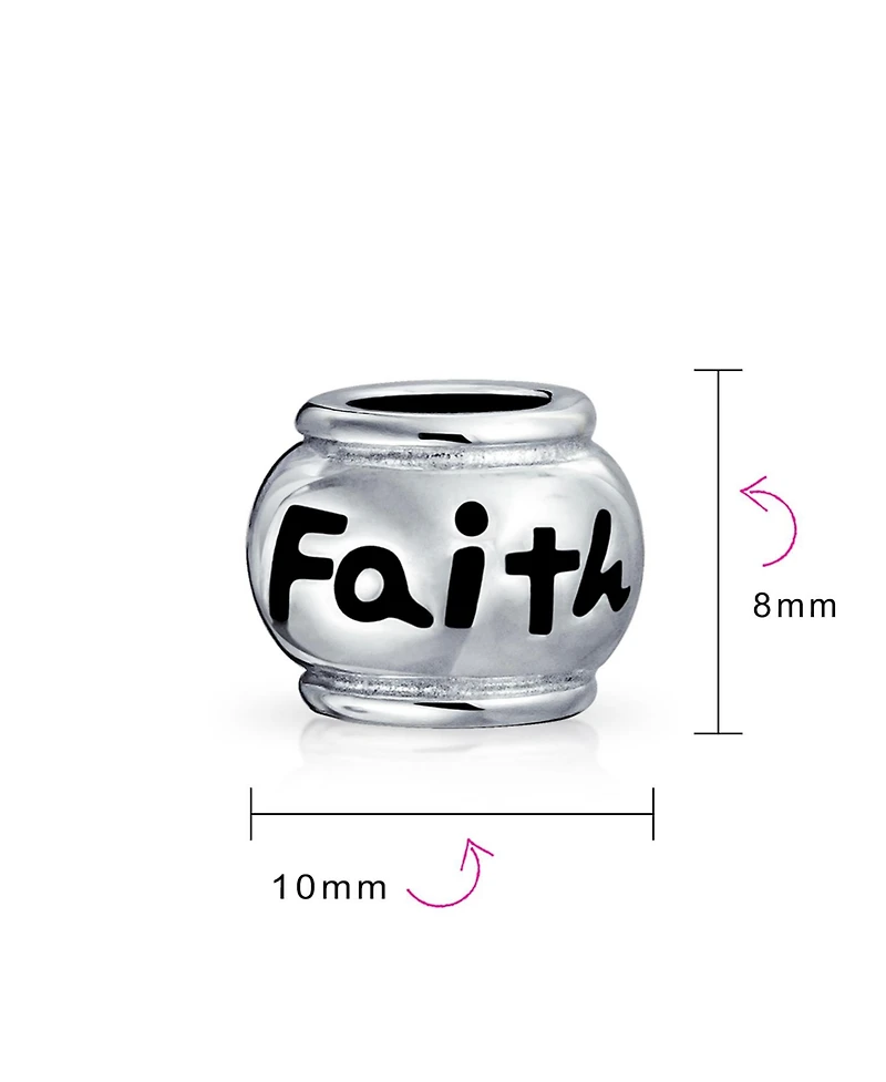 Bling Jewelry Set of 2 Word Faith & Believe Message Charm Bead Sterling Silver for European Bracelet