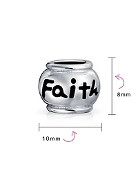 Bling Jewelry Set of 2 Word Faith & Believe Message Charm Bead Sterling Silver for European Bracelet