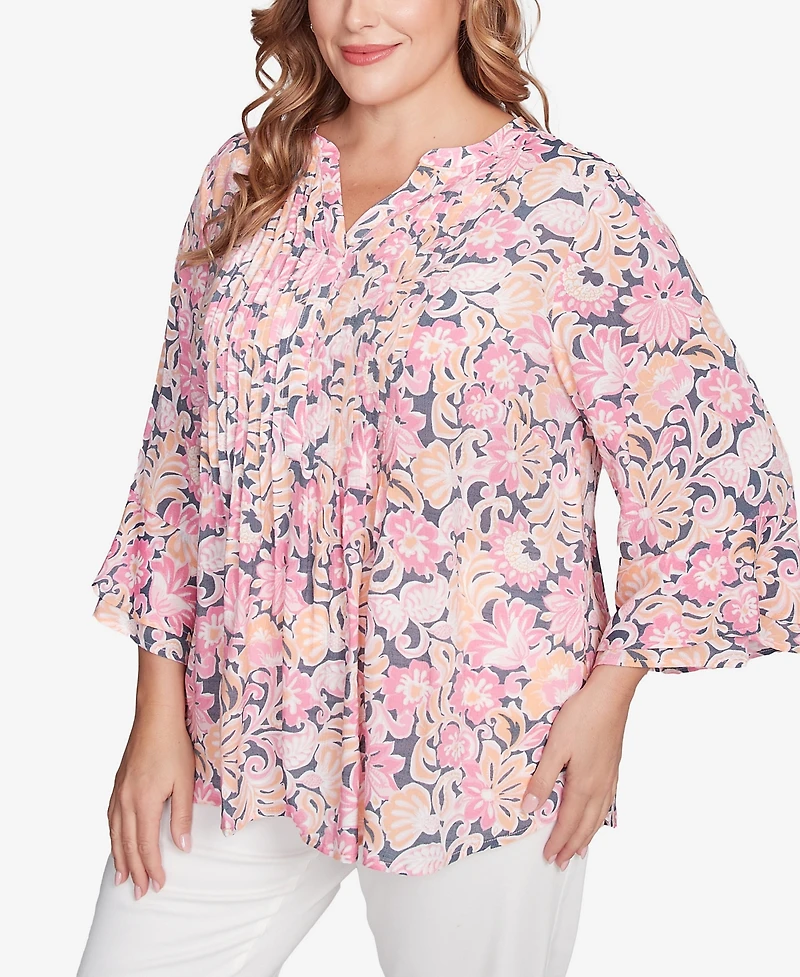 Ruby Rd. Plus Ruffle Sleeve Henley Top