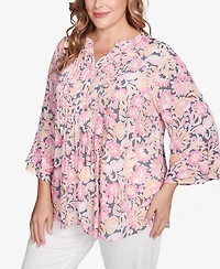 Ruby Rd. Plus Ruffle Sleeve Henley Top