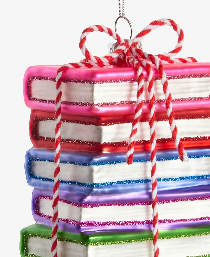 Holiday Lane Eclectic Charm Glass Book Stack Ornament, Macy's Exclusive