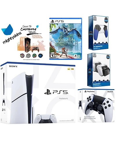 Sony Playstation 5 Slim Disc Bundle with Horizon Forbidden West, Extra Edge Controller, Trigger Stop Kit