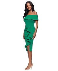 Betsy & Adam Petite Off-The-Shoulder Ruffle Sheath Dress