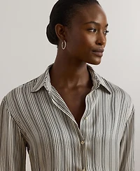 Lauren Ralph Women's Relaxed-Fit Striped Satin Shirt