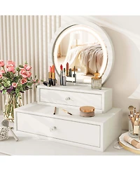 Vanity Mirror with 2 Slide-out Drawers 3 Lighting Modes & Adjustable Brightness
