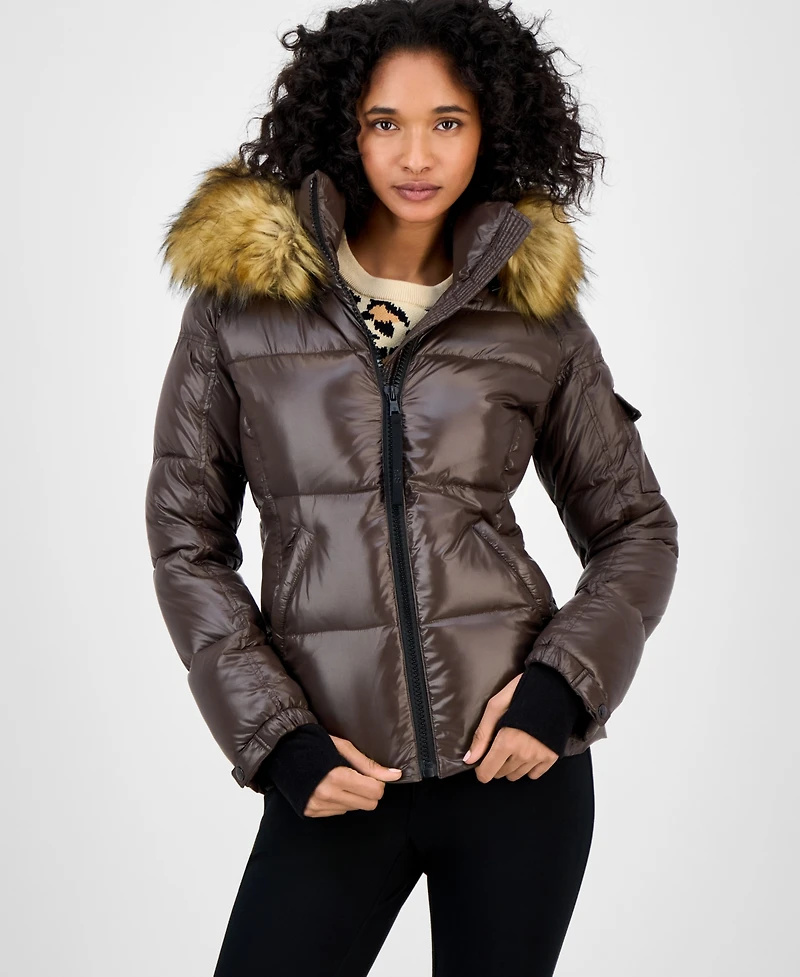 S13 Women's Allie Faux-Fur-Trim Hooded Puffer Coat