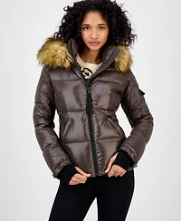 S13 Women's Allie Faux-Fur-Trim Hooded Puffer Coat